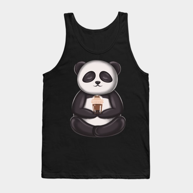 Funny Yoga Boba Panda Tank Top by Luna Illustration